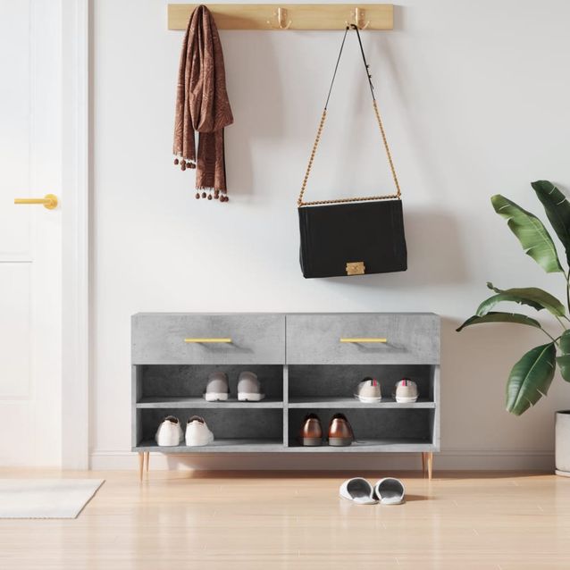 Kenkäpenkki fineprice, betoninharmaa 102x35x55 cm tekninen puu