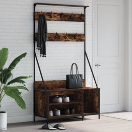 Naulakko kenkätelineellä FinePRICE, 100x41x184 cm, savutammi