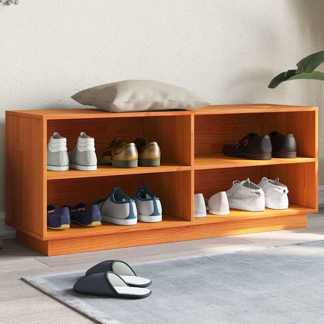 Kenkäkaappi fineprice, vahanruskea, 110x34x45 cm, täysi mänty