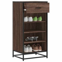 Kenkäteline FinePRICE Sonoma, 48 x 38 x 97,5 cm, ruskea tammi, laatikolla, mustalla rungolla