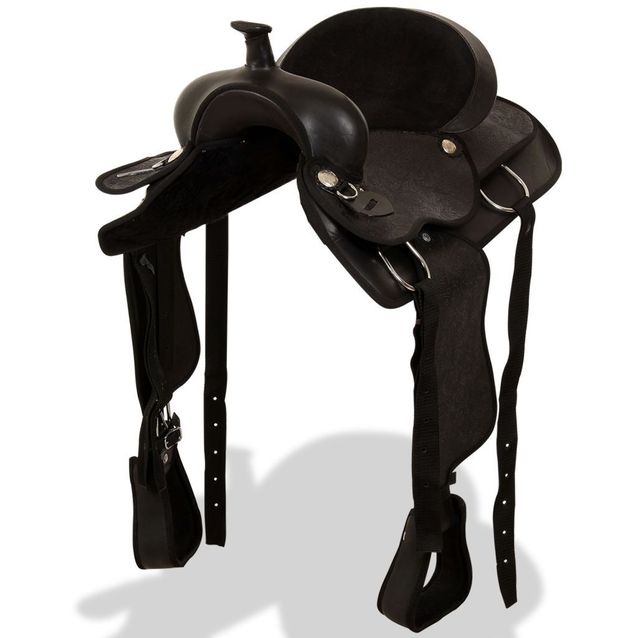 Lännensatula, päitsillä ja rintaremmillä, aitoa nahkaa, 15