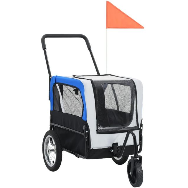 Lemmikkikärry pyörään/juoksurattaat, 97x56x135cm, harmaa/sininen