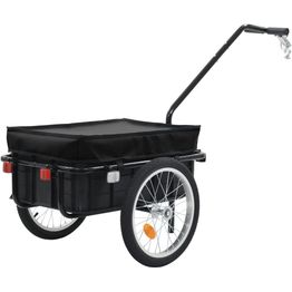 Polkupyörän peräkärry/käsikärry, teräs, 155x61x83cm, musta