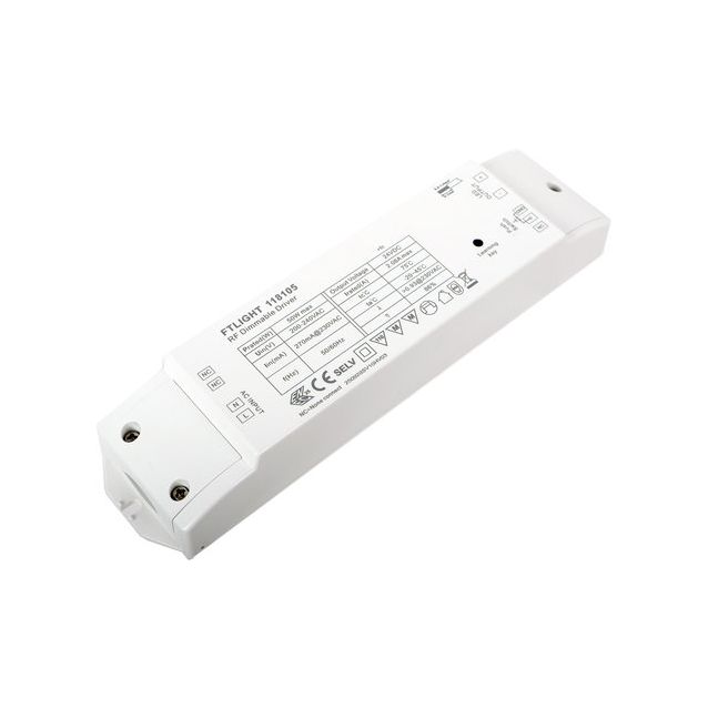 LED-vakiojännitelähde FTLIGHT Perfect RF, 24V, 50W, 2,08A, 1-kanavainen, himmennettävä, IP20