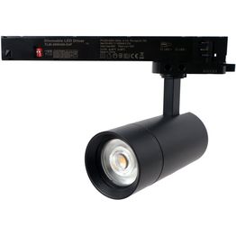 Kiskospotti FTLIGHT, 3-vaihekiskoon, zoomattava 24–60°, 10W/15W/20W, 1560lm, 3000–5000K, CRI>90, Triac-himmennettävä, musta