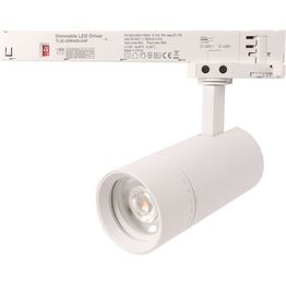 Kiskospotti FTLIGHT, 3-vaihekiskoon, zoomattava 24–60°, 10W/15W/20W, 1950lm, 3000–5000K, CRI>90, Triac-himmennettävä, valkoinen