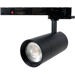 Kiskospotti FTLIGHT, 3-vaihekiskoon, zoomattava 24–60°, 20W/25W/30W/35W, 2600lm, 3000–5000K, CRI>90, Triac-himmennettävä, musta