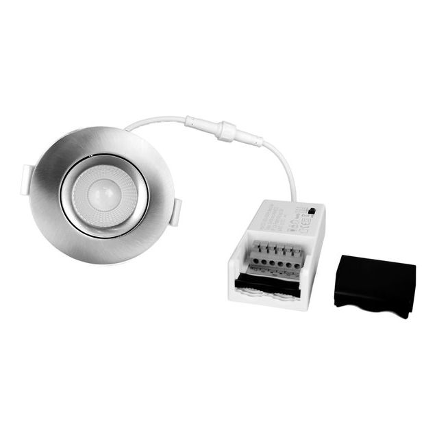 LED-alasvalo FTLIGHT Salla, 6W, 540lm, 2700–4000K, valintakytkimellä, 60°, IP44, himmennettävä, suunnattava, harmaa nikkeli