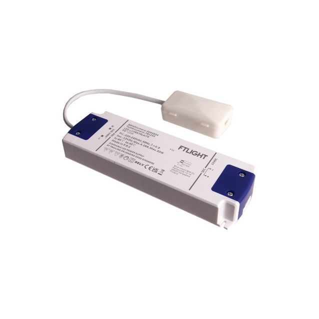 LED-vakiojännitelähde FTLIGHT, 12V, 50W, Triac-himmennettävä, IP20, kytkentäboksilla