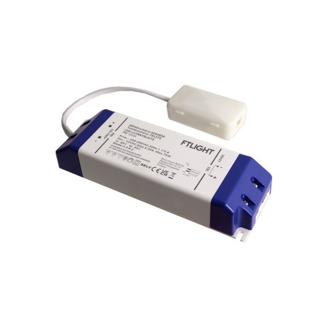 LED-vakiojännitelähde FTLIGHT, 12V, 75W, Triac-himmennettävä, IP20, kytkentäboksilla