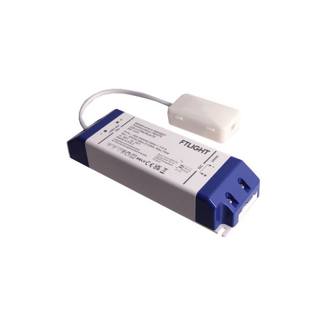 LED-vakiojännitelähde FTLIGHT, 24V, 75W, Triac-himmennettävä, IP20, kytkentäboksilla