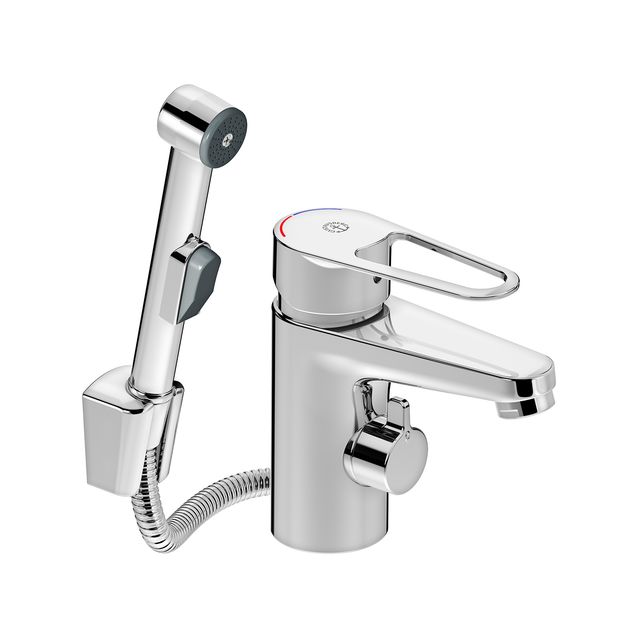 Pesuallashana Gustavsberg Uusi Nautic 216187 bideesuihkulla ja pesukoneventtiilillä