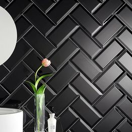 Seinälaatta Arredo Biselado 7.5x15cm, kiiltävä, musta