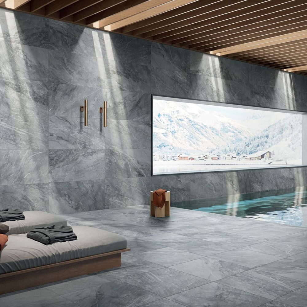 Lattialaatta Flaviker Blue Savoy 59.6x59.6cm, matta, harmaa