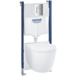 Seinä-WC-istuinpaketti Grohe Solido 5-in-1, kromattu huuhtelupainike