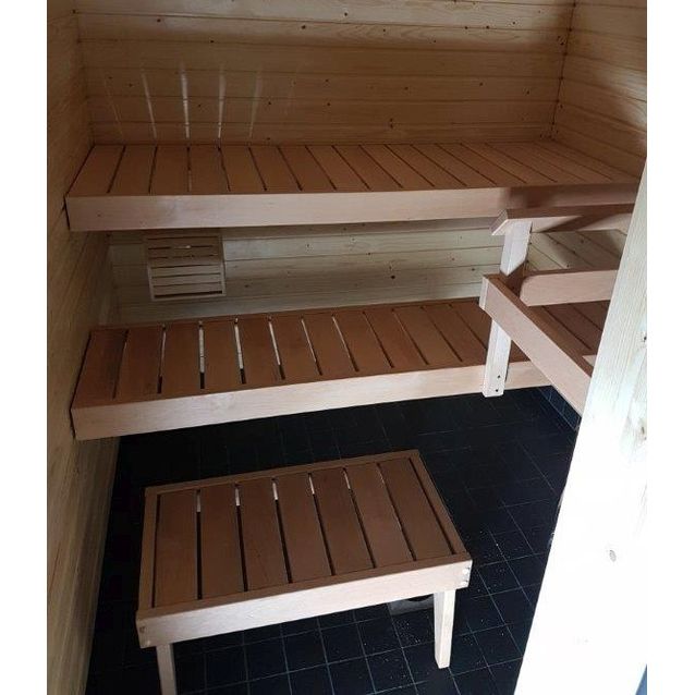 Laudepaketti Jokiwood IISI, leppä, pituus 1775mm, sis. ylä- ja alalaude, kiuaskaide, jakkara ja kannatinpuut