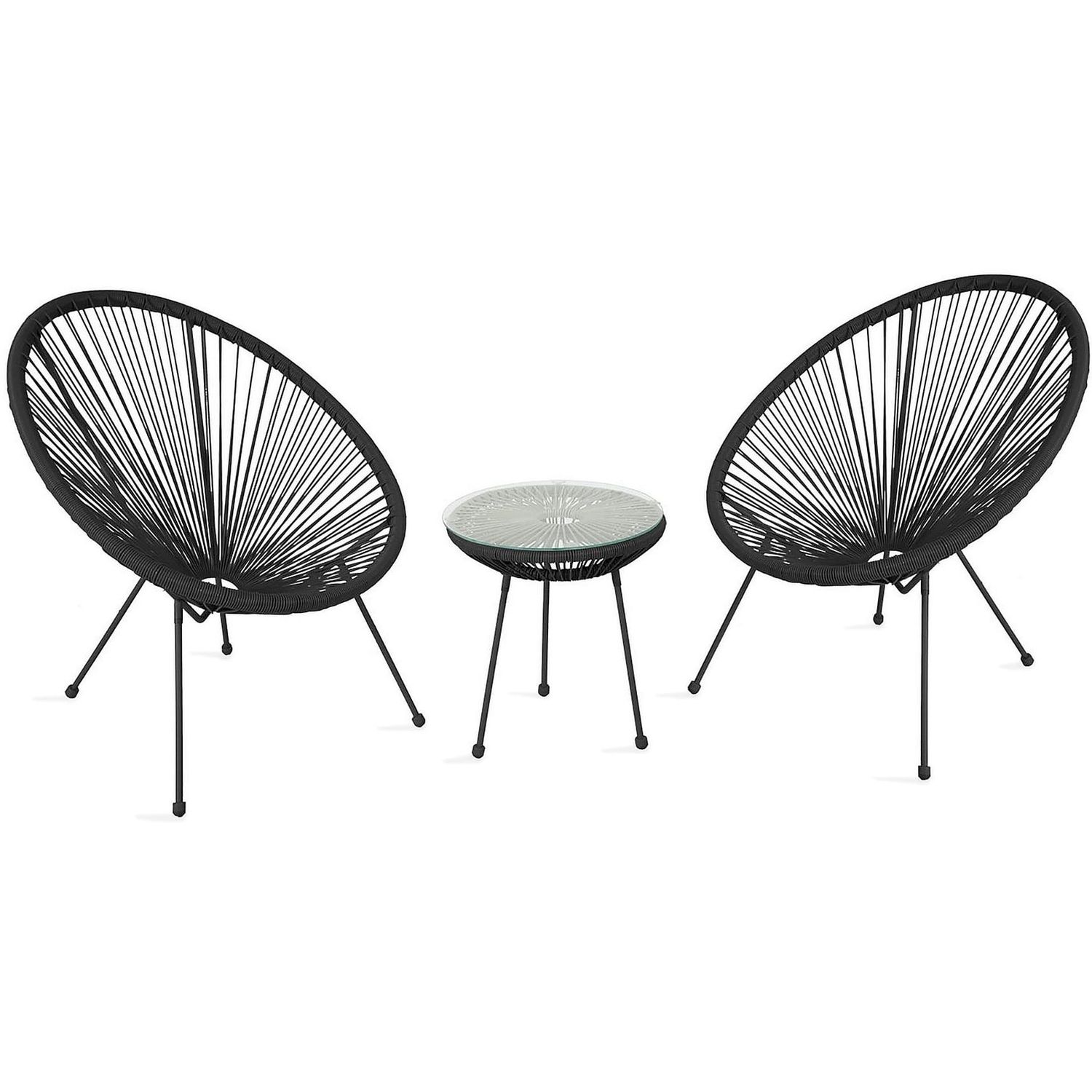 Parvekesetti Home4you Como, pöytä + 2 tuolia, musta