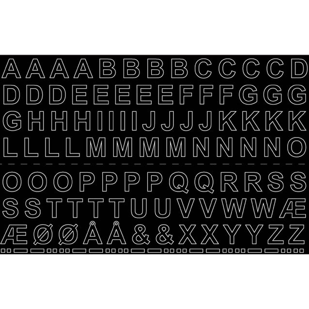 Kirjain-/numerosetti Habo itsekiinnittyvä 13mm musta