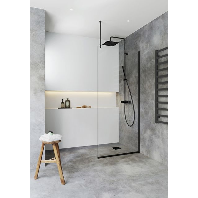 Suihkuseinä Hafa Igloo Pro I-Wall 90, kirkas lasi, musta profiili