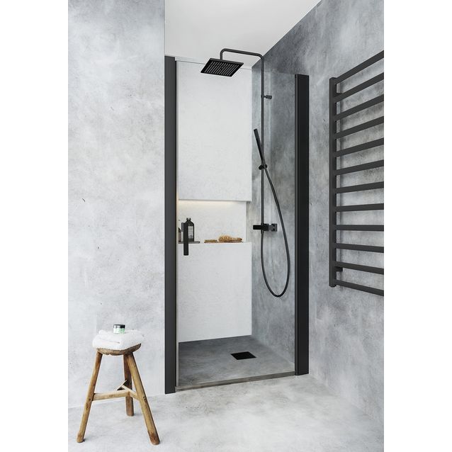 Suihkuovi syvennykseen Hafa Igloo Pro Niche 105, kirkas lasi, musta profiili