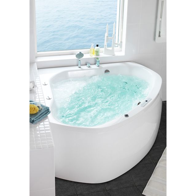 Kylpyamme Hafa Aqua 140C, kulmamalli, valkoinen