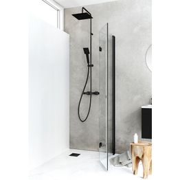 Suihkuovi Hafa Igloopro, taittuva, kirkas lasi, musta profiili, eri kokoja