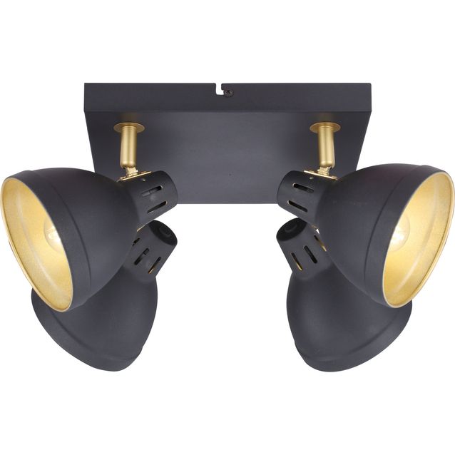 Kattospotti Heat Cupola 4-osainen neliö E14 musta