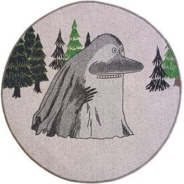 Pyöreä matto Muumi Mörkö metsässä Ø80cm beige