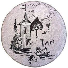 Pyöreä matto Muumi Suuri tulva harmaa, eri kokoja