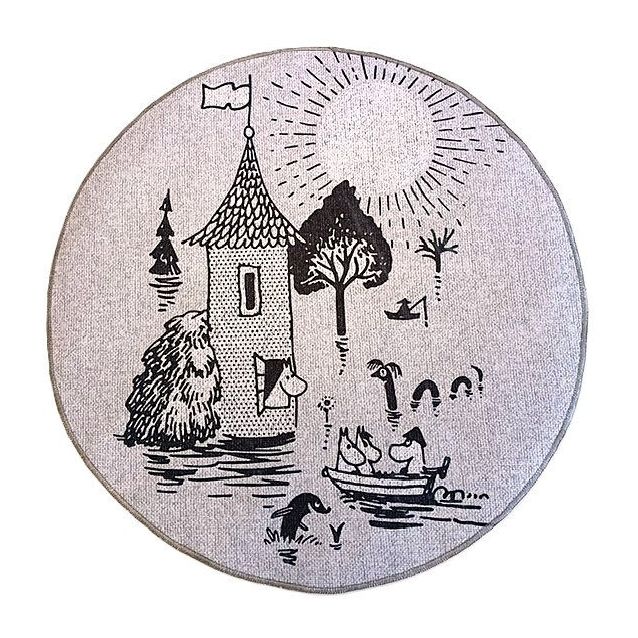 Pyöreä matto Muumi Suuri Tulva Ø80cm harmaa