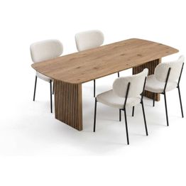 Ruokailuryhmä Bark Richeto-pöytä, 4-6 kpl Gemmiano-tuoli, 180-210 cm