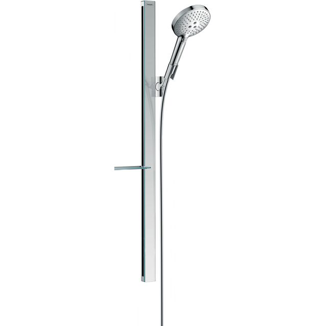 hansgrohe Raindance Select S suihkusetti 120 3jet tanko 90 cm, lasipinta, saippua-alusta