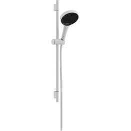 Suihkusetti Hansgrohe Rainfinity 130 3jet EcoSmart, suihkutanko S Puro 65 cm, liu'ulla ja Designflex-tekstiilisuihkuletkulla 160 cm, mattavalkoinen