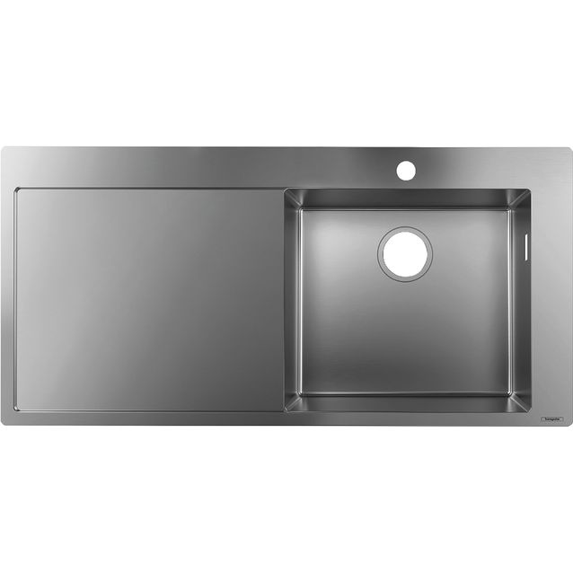 hansgrohe S71 S715-F450 upotettava teräsallas 450, valutustaso vasen, yksi hanareikä