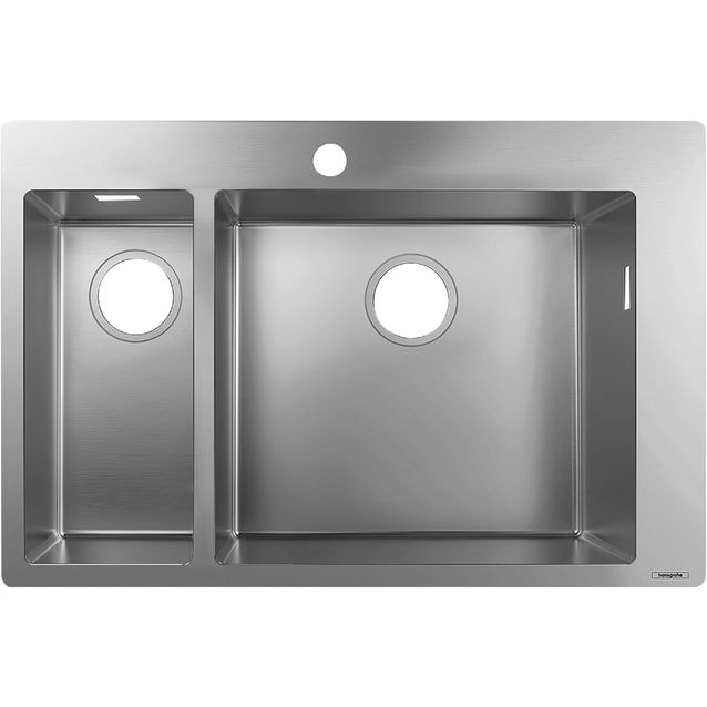 hansgrohe S71 S711-F655 upotettava kaksialtainen teräsallas 180/450, yksi hanareikä