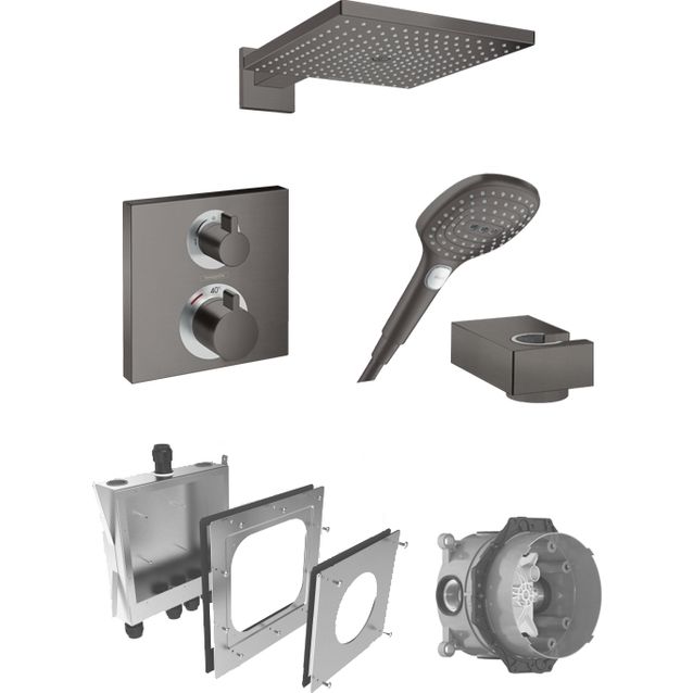 Sadesuihkusetti Hansgrohe ShowerSelect/Raindance E 300 Air, termostaattihanalla, piiloasennettava, harjattu musta kromi
