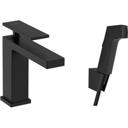 Pesuallashana Hansgrohe Tecturis E 110 Bidette PushOpen-pohjaventtiilillä 160 cm suihkuletkulla, mattamusta