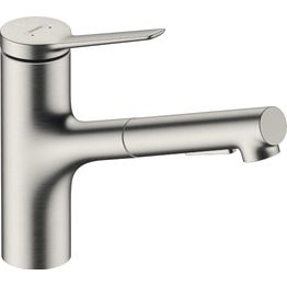 Keittiöhana Hansgrohe Zesis M33 150, ulosvedettävä juoksuputki, 2 jet, ruostumaton teräs