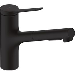 Keittiöhana Hansgrohe Zesis M33 150, metallinen ulosvedettävä juoksuputki, 2 jet, mattamusta