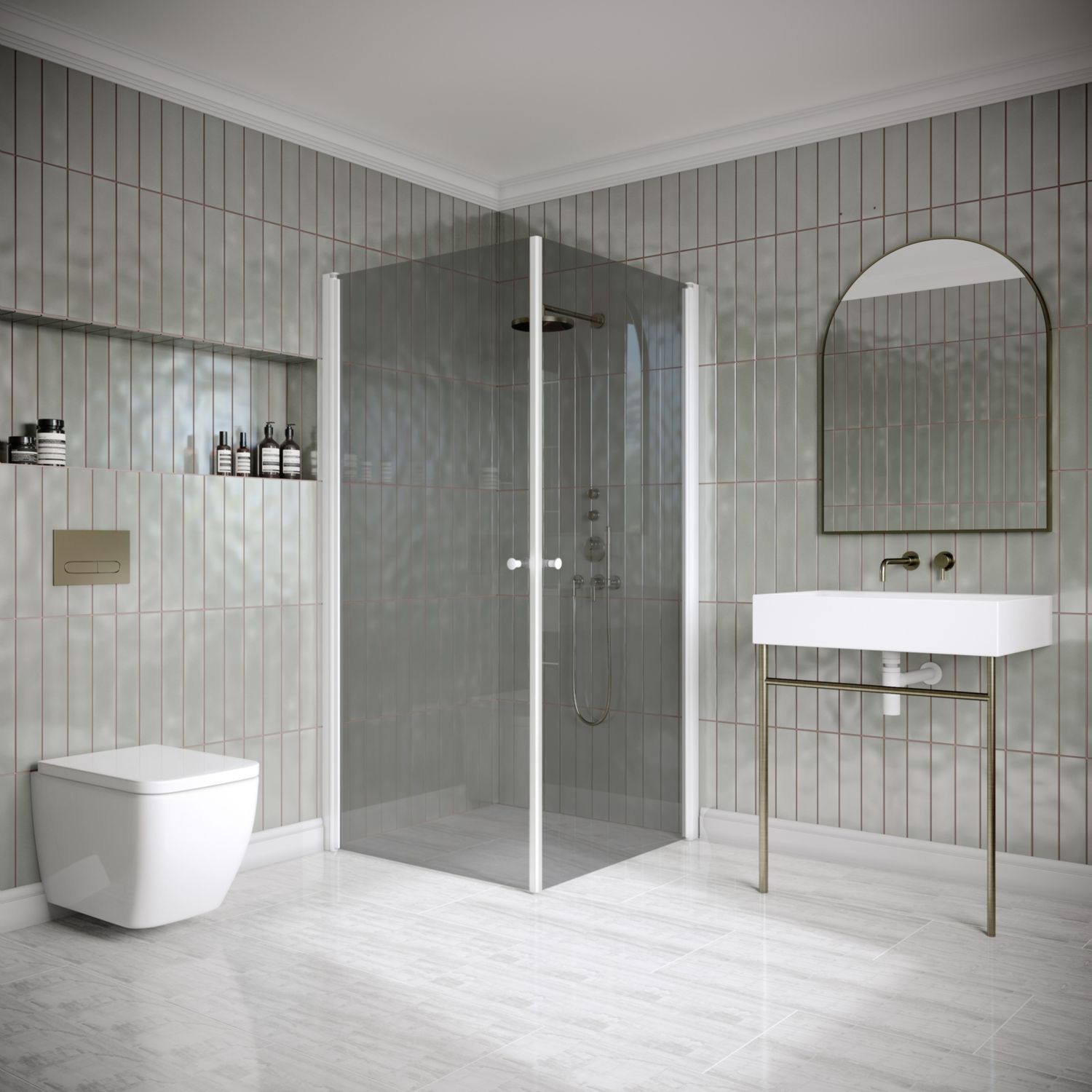 Suihkunurkka Hietakari Classic 148 905x905 mm valkoinen profiili ja savulasi