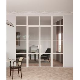 Lasiseinä pariovella ja yläikkunalla Hietakari Bläk 728 Tokyo kirkas/valkoinen mittatilaus