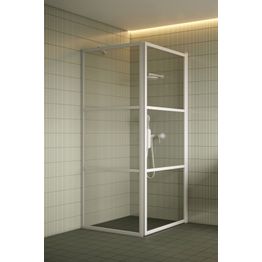 Suihkunurkka Hietakari Bläk 760 Tokyo valkoinen kiinteä seinä ja kääntyvä ovi eri kokoja