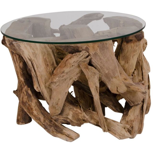 Sohvapöytä House Nordic Grand Canyon, Ø60x40cm, kirkas lasi/tiikki