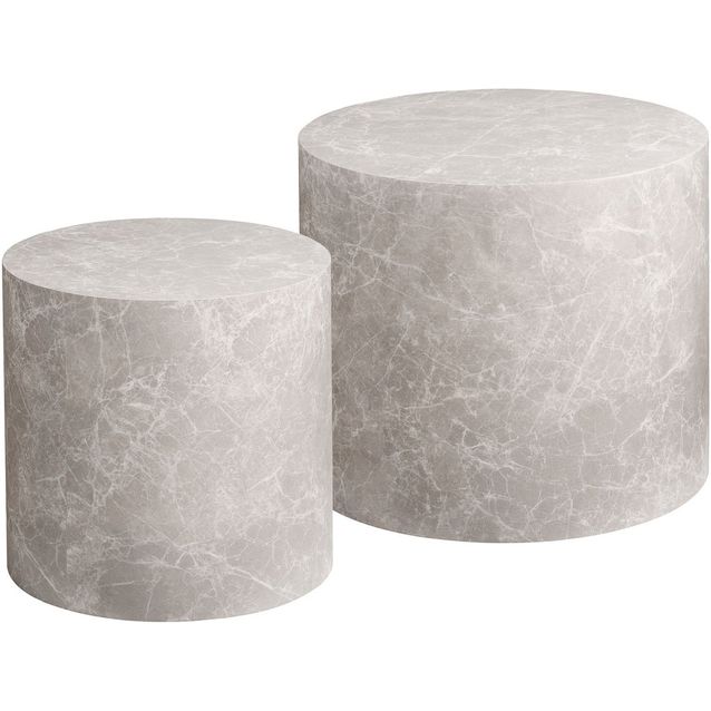 Sohvapöytä House Nordic Prague, ø38/48cm, beige marmorikuosi