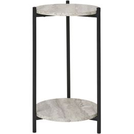 Sivupöytä House Nordic Leuven, ø27x46cm, harmaa/beige travertinekuosi