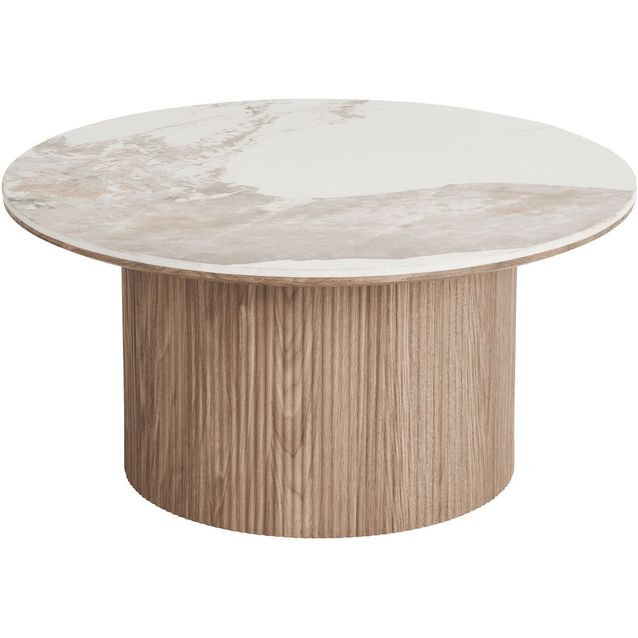 Sohvapöytä House Nordic Athens, ø80x40cm, valkoinen/ruskea