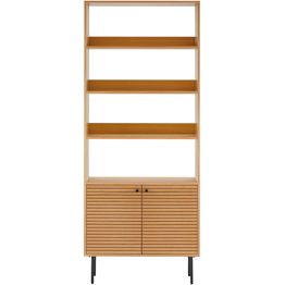 Kirjahylly House Nordic Kyoto, 80x30x200cm, 2 kaappia + 4 tasoa, ruskea tammiviilu