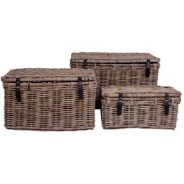 Säilytyslaatikko House Nordic Depok, 3kpl, harmaanruskea rottinki