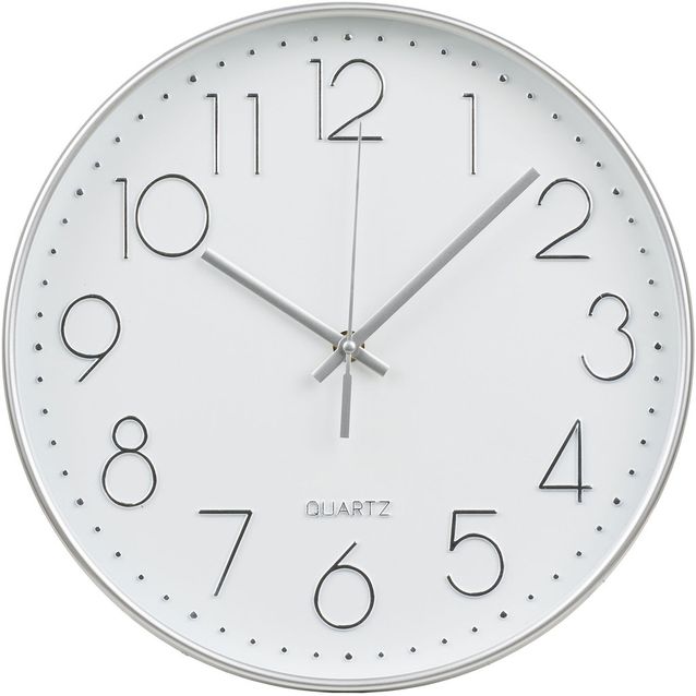 Seinäkello House Nordic Lalibela, ø30cm, hiljainen käynti, hopea