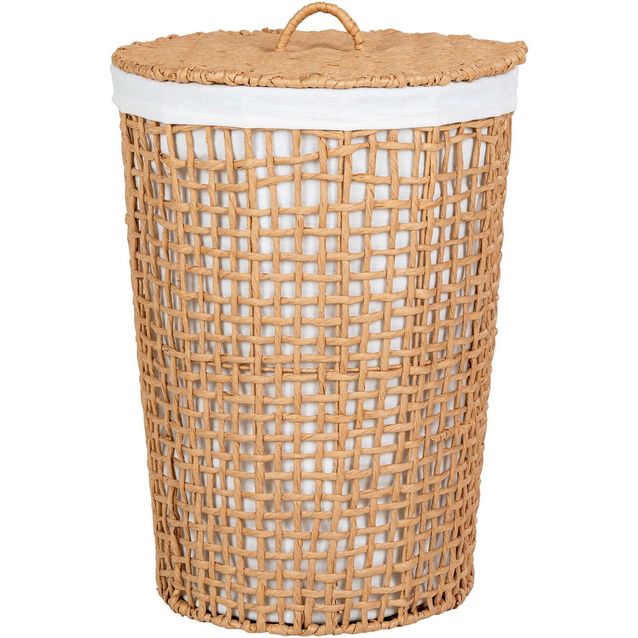 Pyykkikori House Nordic Pomal, ø42x56cm, ruskea/valkoinen